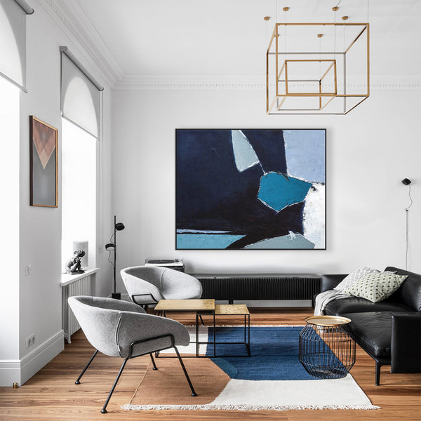 Minimalist Original Abstract Acrylic Painting, Joyful Dive into Blue in Modern Canvas Wall Art | Come out to play