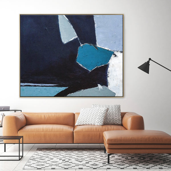 Minimalist Original Abstract Acrylic Painting, Joyful Dive into Blue in Modern Canvas Wall Art | Come out to play