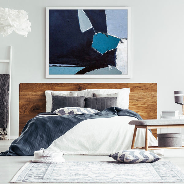 Minimalist Original Abstract Acrylic Painting, Joyful Dive into Blue in Modern Canvas Wall Art | Come out to play