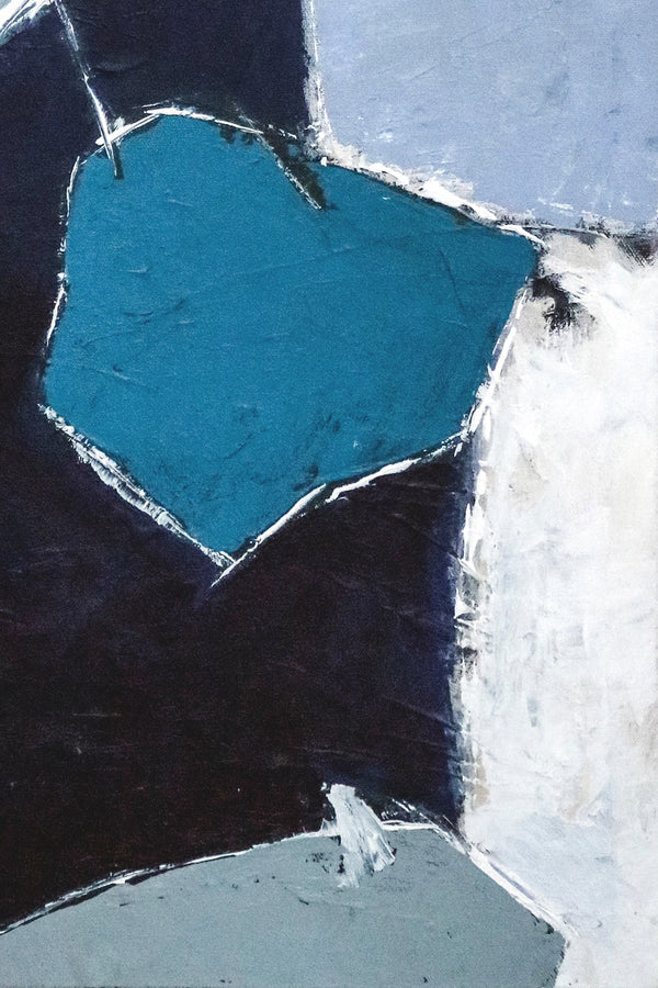 Minimalist Original Abstract Acrylic Painting, Joyful Dive into Blue in Modern Canvas Wall Art | Come out to play