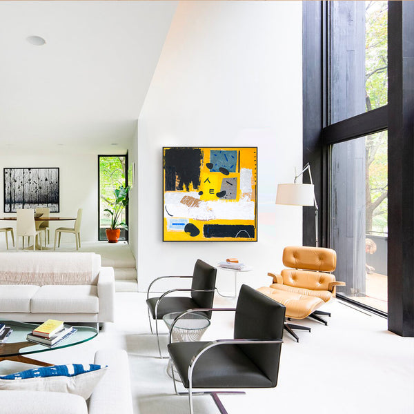 Modern Abstract Expressionism Original Mixed Media Painting, Canvas Wall Art in Contemporary Style | Communication (48"x48")