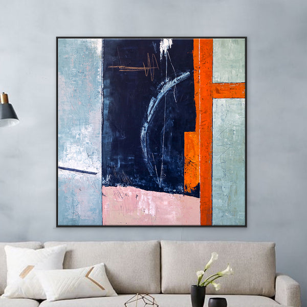 Vibrant Geometric Original Abstract Painting in Acrylic, Calmness Modern Large Canvas Wall Art | Composition A