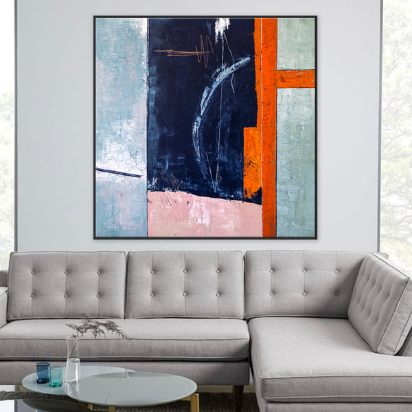 Vibrant Geometric Original Abstract Painting in Acrylic, Calmness Modern Large Canvas Wall Art | Composition A