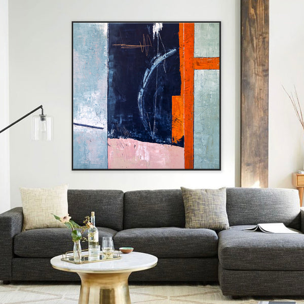 Vibrant Geometric Original Abstract Painting in Acrylic, Calmness Modern Large Canvas Wall Art | Composition A