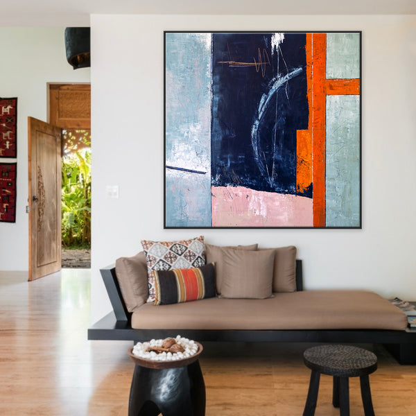 Vibrant Geometric Original Abstract Painting in Acrylic, Calmness Modern Large Canvas Wall Art | Composition A