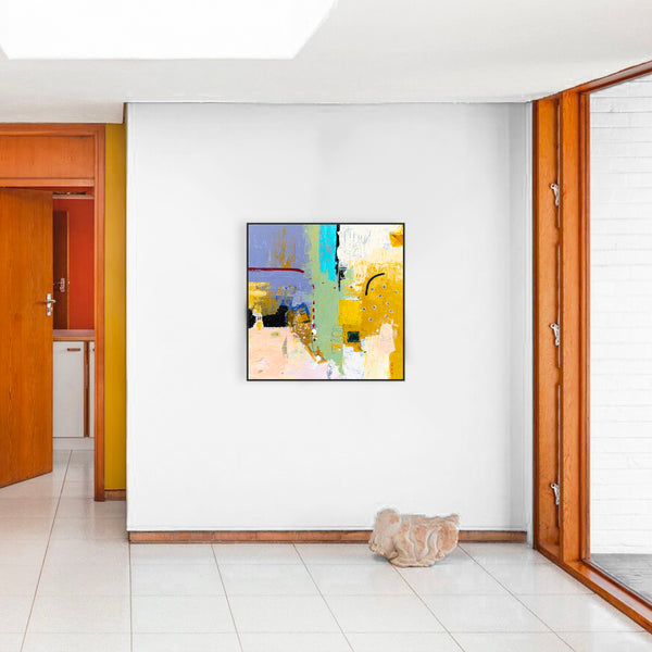 Dynamic Abstract Painting, Bold Composition with Mixed Media and Acrylic, Perfect for Living Room and Office | Cryptomnesia (36"x36")