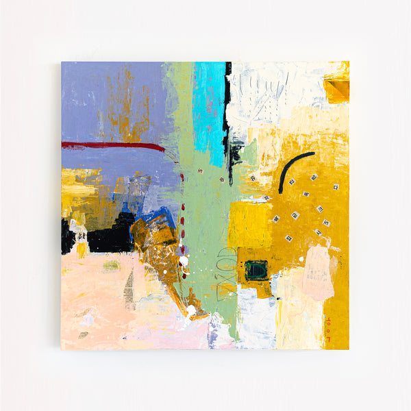 Dynamic Abstract Painting, Bold Composition with Mixed Media and Acrylic, Perfect for Living Room and Office | Cryptomnesia (36"x36")