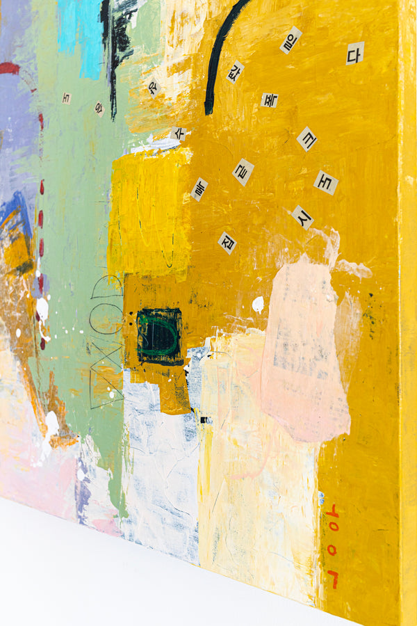 Dynamic Abstract Painting, Bold Composition with Mixed Media and Acrylic, Perfect for Living Room and Office | Cryptomnesia (36"x36")