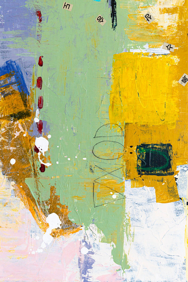 Dynamic Abstract Painting, Bold Composition with Mixed Media and Acrylic, Perfect for Living Room and Office | Cryptomnesia (36"x36")