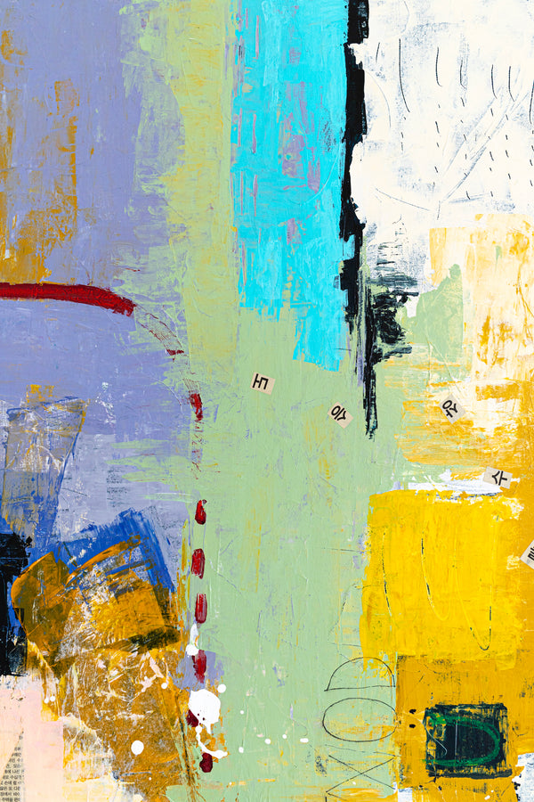 Dynamic Abstract Painting, Bold Composition with Mixed Media and Acrylic, Perfect for Living Room and Office | Cryptomnesia (36"x36")