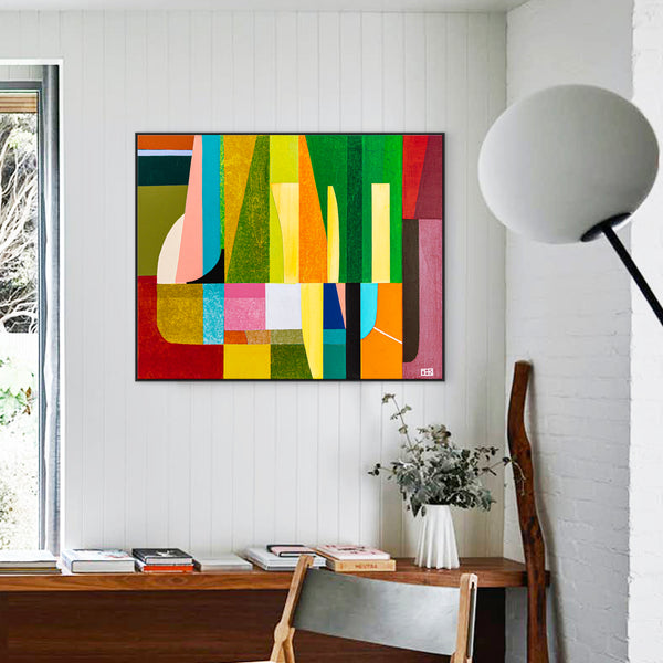 Harmonized Vibrancy in Abstract Original Painting, Mixed Media Modern Canvas Wall Art with Warm Shades | Dachae (30"x24")