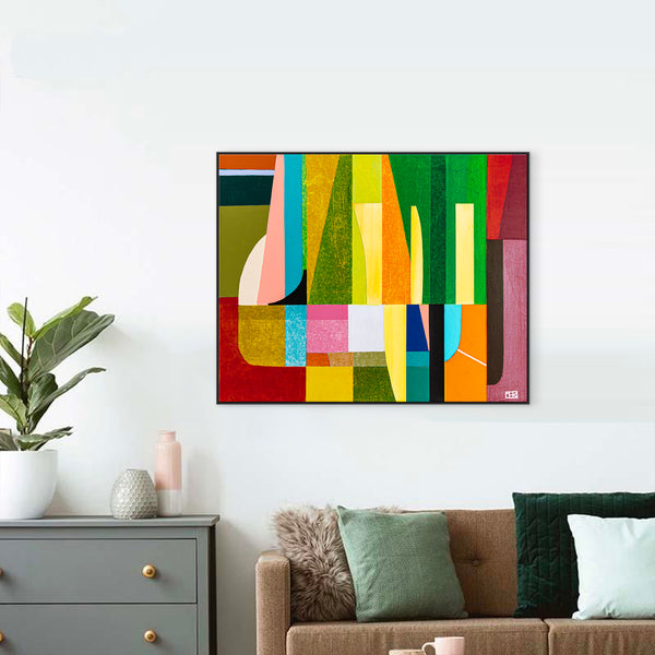 Harmonized Vibrancy in Abstract Original Painting, Mixed Media Modern Canvas Wall Art with Warm Shades | Dachae (30"x24")