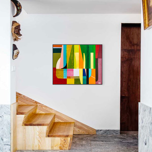 Harmonized Vibrancy in Abstract Original Painting, Mixed Media Modern Canvas Wall Art with Warm Shades | Dachae (30"x24")