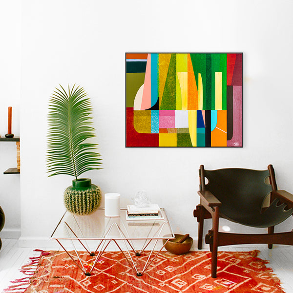 Harmonized Vibrancy in Abstract Original Painting, Mixed Media Modern Canvas Wall Art with Warm Shades | Dachae (30"x24")