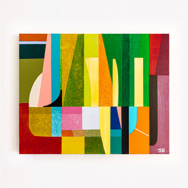 Harmonized Vibrancy in Abstract Original Painting, Mixed Media Modern Canvas Wall Art with Warm Shades | Dachae (30"x24")