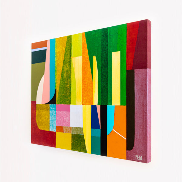 Harmonized Vibrancy in Abstract Original Painting, Mixed Media Modern Canvas Wall Art with Warm Shades | Dachae (30"x24")