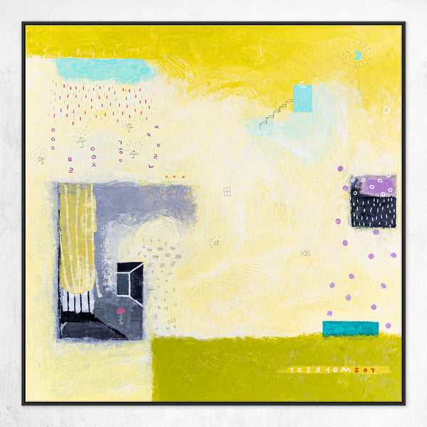 Large Original Yellow Abstract Acrylic Painting, Modern Canvas Wall Art in Beautiful Colors | Daydream of Sunday