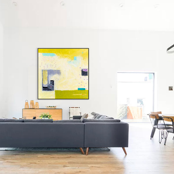 Large Original Yellow Abstract Acrylic Painting, Modern Canvas Wall Art in Beautiful Colors | Daydream of Sunday