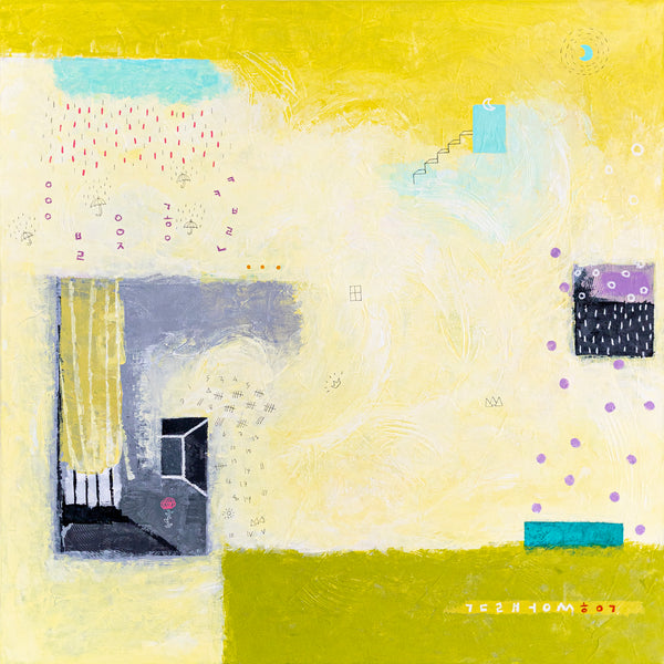 Large Original Yellow Abstract Acrylic Painting, Modern Canvas Wall Art in Beautiful Colors | Daydream of Sunday