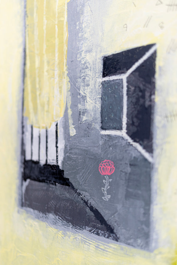 Large Original Yellow Abstract Acrylic Painting, Modern Canvas Wall Art in Beautiful Colors | Daydream of Sunday