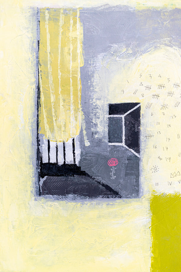 Large Original Yellow Abstract Acrylic Painting, Modern Canvas Wall Art in Beautiful Colors | Daydream of Sunday