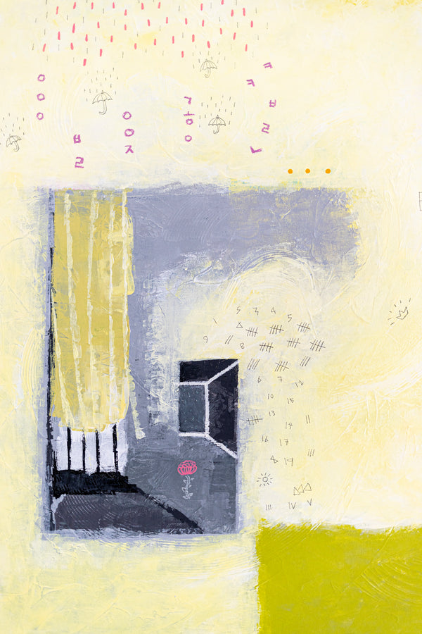 Large Original Yellow Abstract Acrylic Painting, Modern Canvas Wall Art in Beautiful Colors | Daydream of Sunday