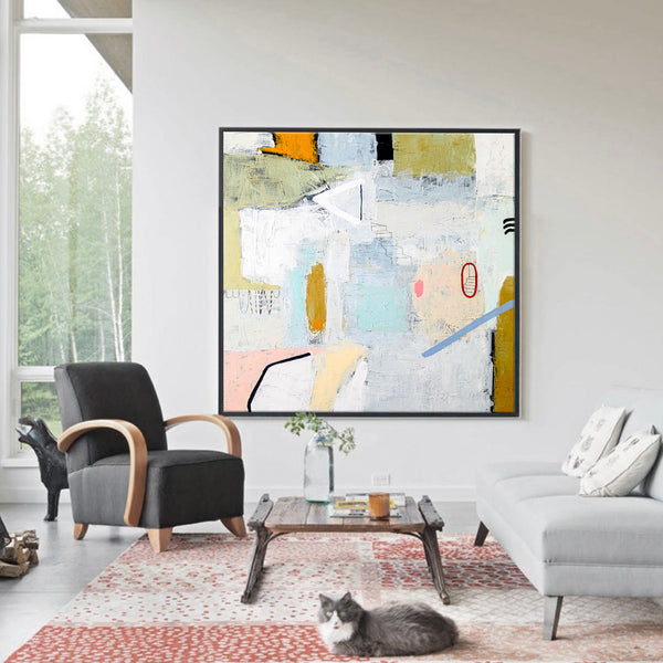 Abstract Modern Original Painting of Dream-like Journey in Soft Pastel, Canvas Wall Art | Daydream of Wednesday