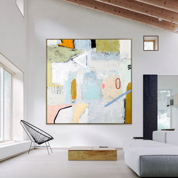 Abstract Modern Original Painting of Dream-like Journey in Soft Pastel, Canvas Wall Art | Daydream of Wednesday