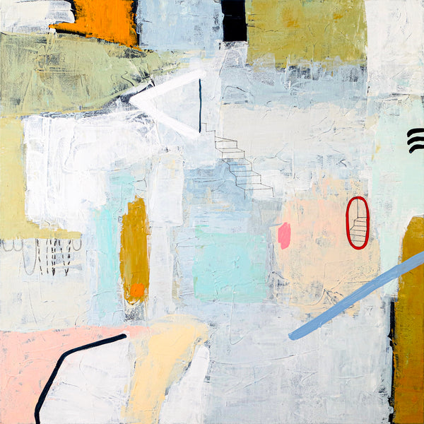 Abstract Modern Original Painting of Dream-like Journey in Soft Pastel, Canvas Wall Art | Daydream of Wednesday