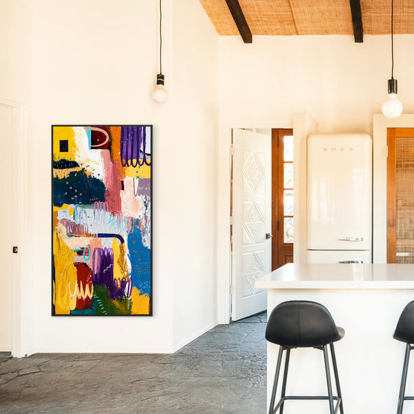 Colorful Original Abstract Painting, Brilliant Symphony of Modern Abstract Art | Depth in emotion (36"x72")