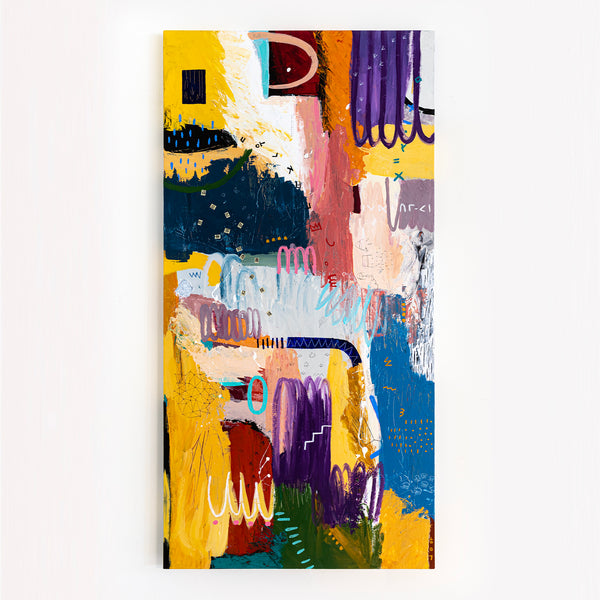Colorful Original Abstract Painting, Brilliant Symphony of Modern Abstract Art | Depth in emotion (36"x72")