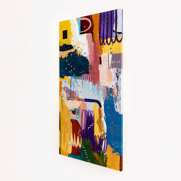Colorful Original Abstract Painting, Brilliant Symphony of Modern Abstract Art | Depth in emotion (36"x72")