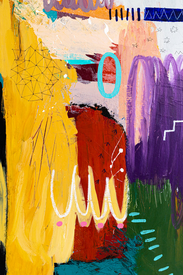 Colorful Original Abstract Painting, Brilliant Symphony of Modern Abstract Art | Depth in emotion (36"x72")