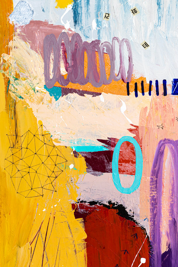 Colorful Original Abstract Painting, Brilliant Symphony of Modern Abstract Art | Depth in emotion (36"x72")