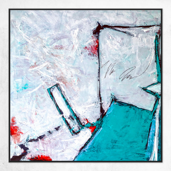 Expressionist Original Abstract Acrylic Painting, Large Modern Canvas Wall Art with Refined Turquoise | Door II
