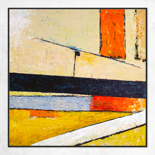 Original Abstract Colorful Acrylic Painting, Bold & Soft in Geometric Modern Canvas Wall Art | Door (Square Ver.)