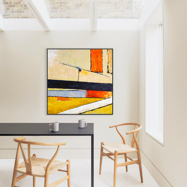 Original Abstract Colorful Acrylic Painting, Bold & Soft in Geometric Modern Canvas Wall Art | Door (Square Ver.)