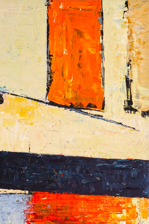 Original Abstract Colorful Acrylic Painting, Bold & Soft in Geometric Modern Canvas Wall Art | Door (Square Ver.)