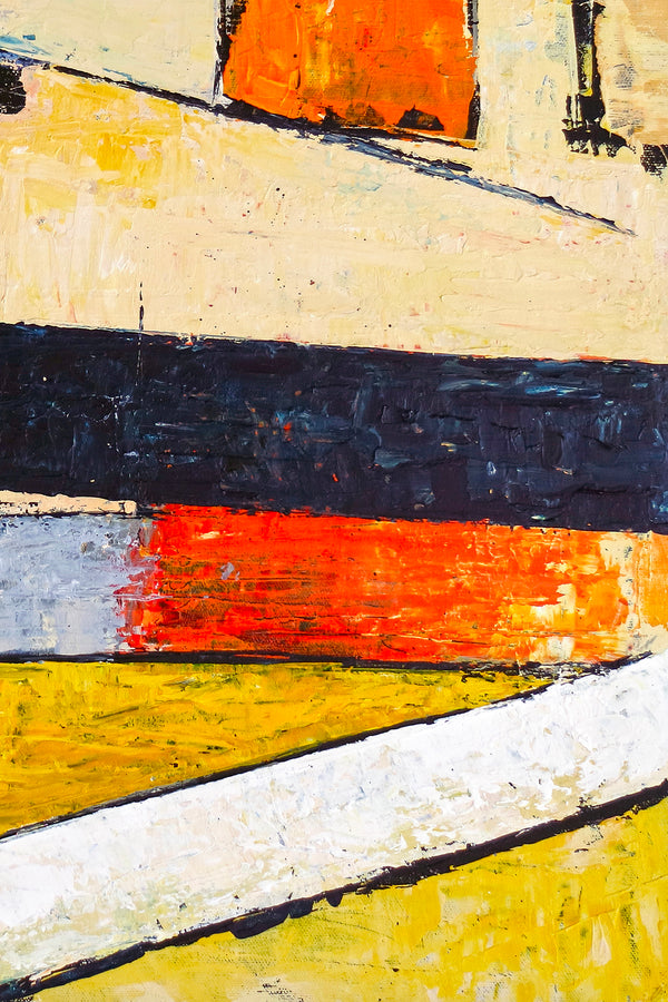 Original Abstract Colorful Acrylic Painting, Bold & Soft in Geometric Modern Canvas Wall Art | Door (Square Ver.)