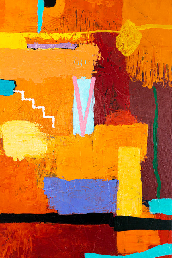 Large Original Abstract Painting in Acrylic, Colorful Modern Canvas Wall Art, Deep and Luminous Expression | Dormir