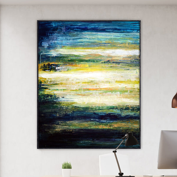 Contemporary Abstract Original Acrylic Painting Capturing Dawn's First Light, Large Modern Canvas Wall Art | Dusk