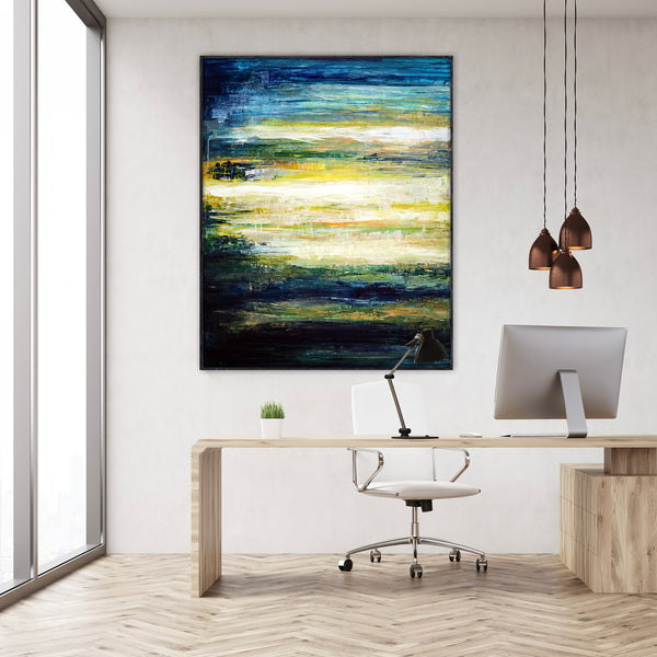 Contemporary Abstract Original Acrylic Painting Capturing Dawn's First Light, Large Modern Canvas Wall Art | Dusk