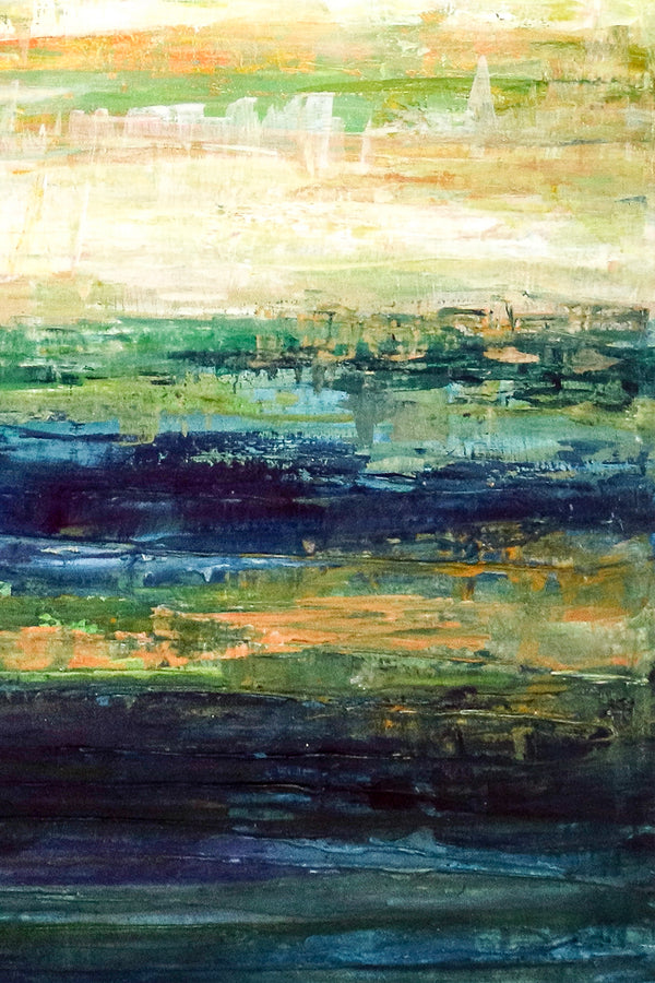 Contemporary Abstract Original Acrylic Painting Capturing Dawn's First Light, Large Modern Canvas Wall Art | Dusk