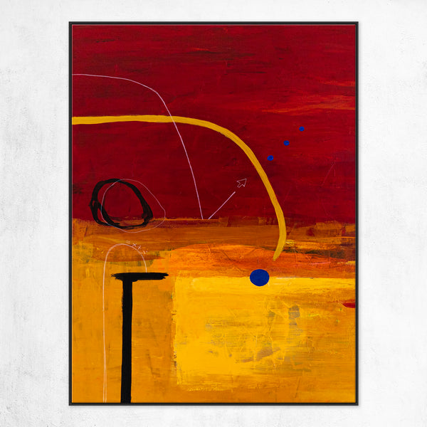Geometric Large Original Abstract Painting in Acrylic, Red & Yellow Modern Canvas Wall Art | Dypdrom (L)