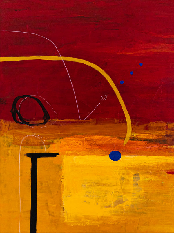 Geometric Large Original Abstract Painting in Acrylic, Red & Yellow Modern Canvas Wall Art | Dypdrom (L)