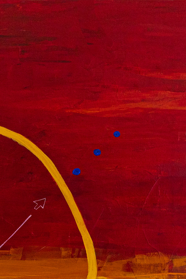 Geometric Large Original Abstract Painting in Acrylic, Red & Yellow Modern Canvas Wall Art | Dypdrom (L)