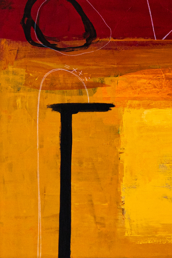 Geometric Large Original Abstract Painting in Acrylic, Red & Yellow Modern Canvas Wall Art | Dypdrom (L)