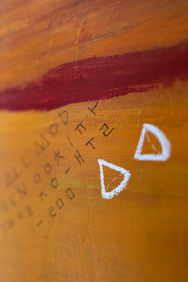 Modern Original Abstract Acrylic Painting with Geometric Elements, Red and Yellow Large Canvas Wall Art | Dypdrom