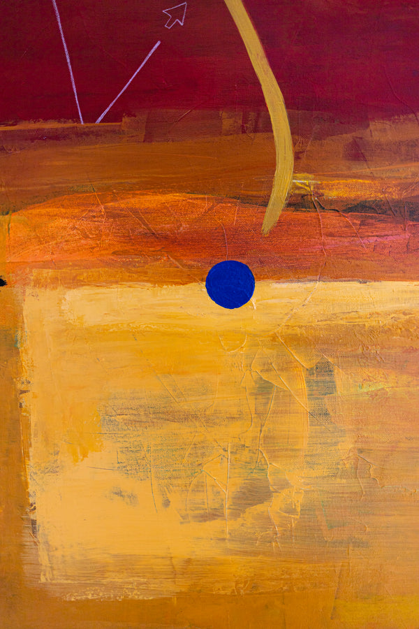 Modern Original Abstract Acrylic Painting with Geometric Elements, Red and Yellow Large Canvas Wall Art | Dypdrom