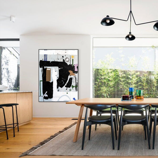 Black & White Abstract Modern Original Painting, Canvas Art of Explores Conscious Existence | Edge of conciousness (54"x72")